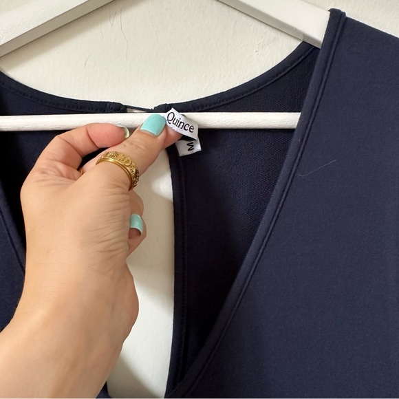 Quince French Terry Modal Sleeveless V Neck Jumpsuit in Navy Size M - Picture 5 of 8